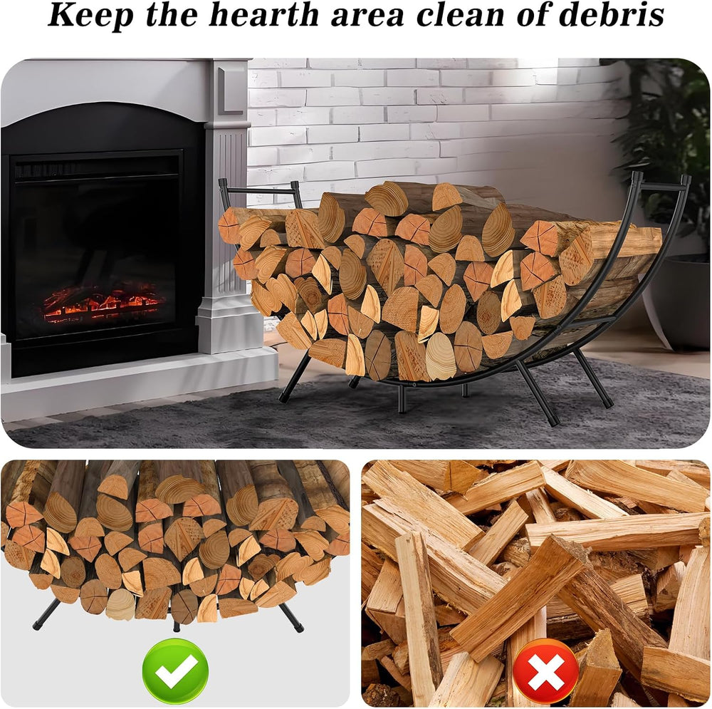 Curved Firewood Rack,48 in Powder-coated Log Holder for Firewood Storage