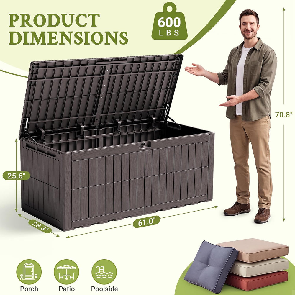Flamaker 180 Gallon Large Outdoor Storage Box Waterproof, XL Resin Deck Box
