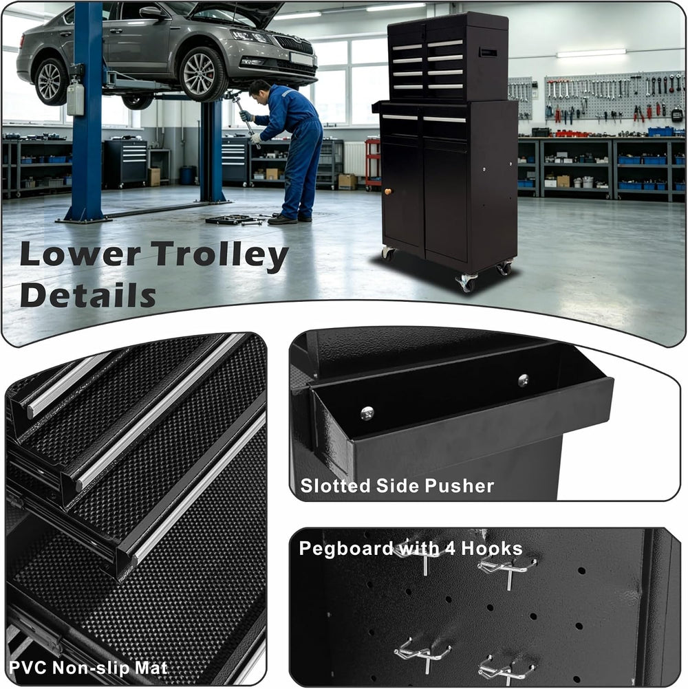 5-Drawer Rolling Tool Chest with Lock, 2-in-1 Detachable Metal