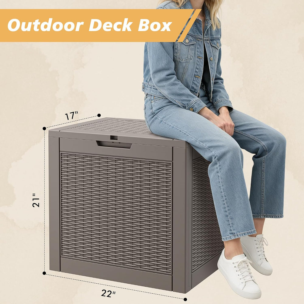 Fancyango 35 Gallon Outdoor Storage Deck Box Waterproof, Grey