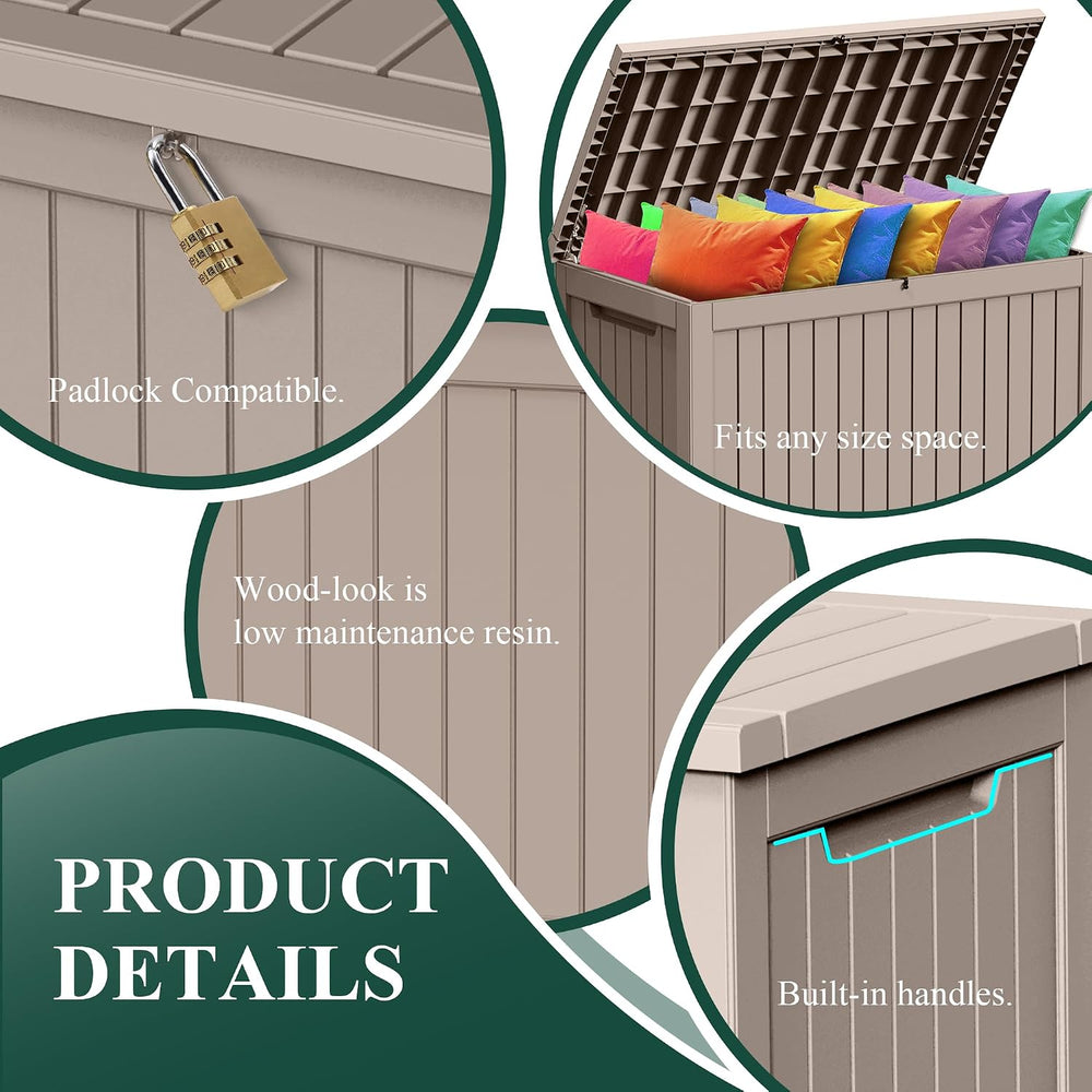 ROJIK Outdoor Storage Housing Deck Box - Waterproof Patio Furniture, Garden T...