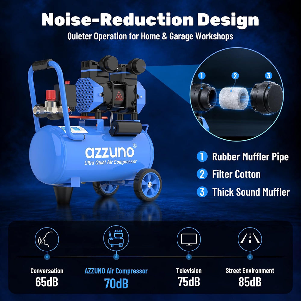 8 Gallon 2 HP Oil-Free Air Compressor, 4.2 CFM @ 90 PSI, 116 Max PSI