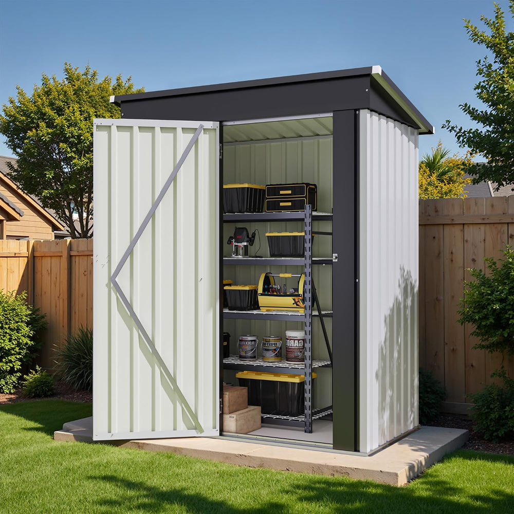 Flamaker 5x3 FT Storage Shed Waterproof Metal Garden Shed with Lockable Door ...