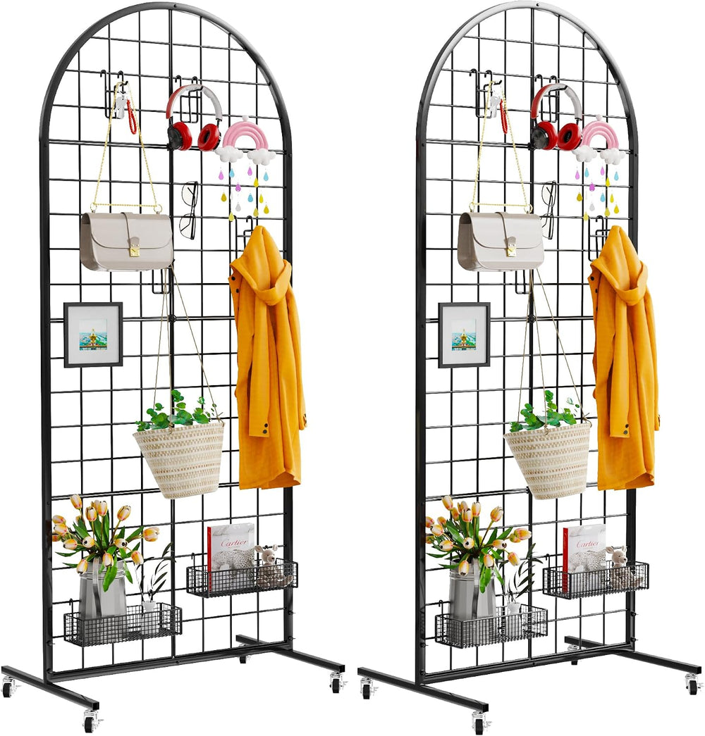 VGMiu Grid Wall Panel 2PCS Display Stand 2' x 5.2' FT Black Grid Wall...