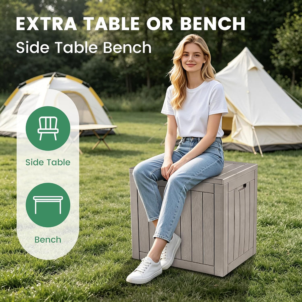 30 Gallon Outdoor Storage Box, Waterproof Resin Deck Box with Side Handles, L...