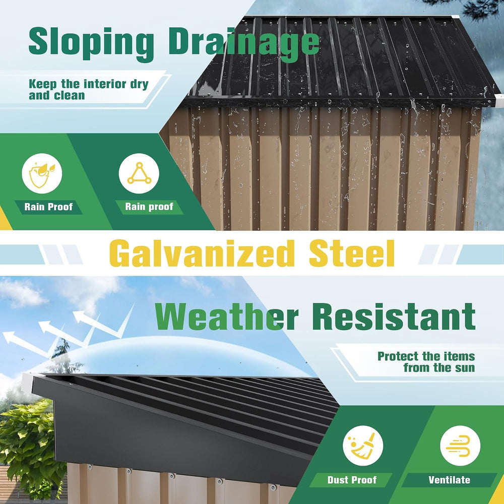 Flamaker 5x3 FT Storage Shed Waterproof Metal Garden Shed with Lockable Door ...