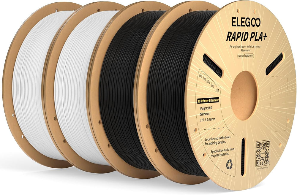 ELEGOO Rapid PLA Plus Filament 1.75mm Black & White 4KG, PLA+ 3D Printer