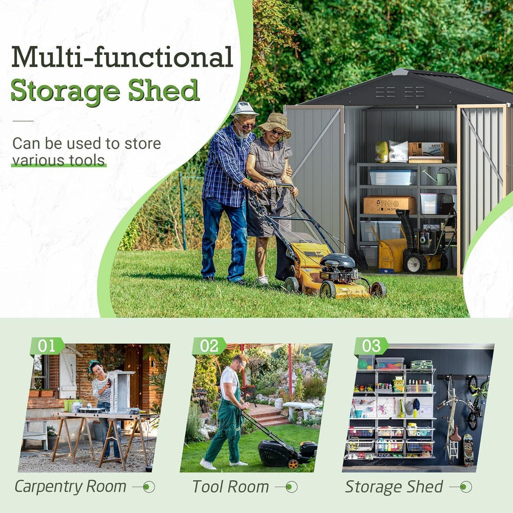 Furniwell 6x4 FT Outdoor Storage Shed, Metal Garden Sheds Outdoor Storage Hou...