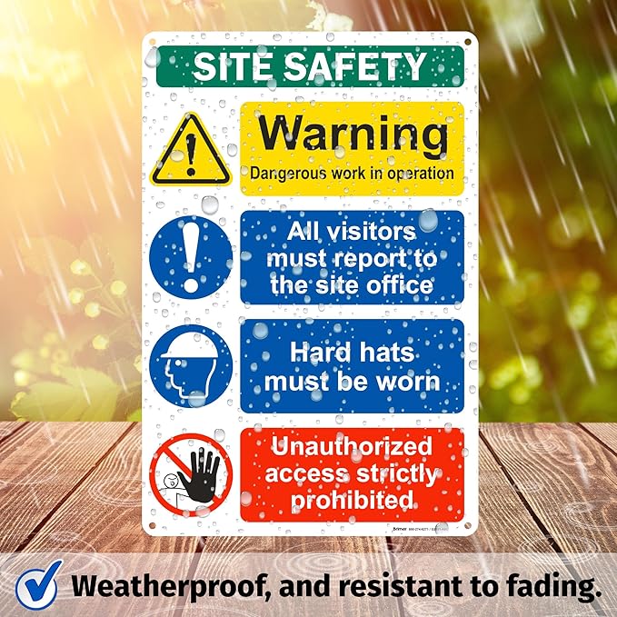 Brimar - 12" x 18" - Construction Site Safety Sign - .063″ White Ru...