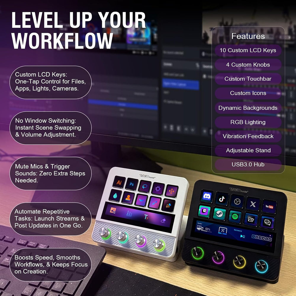 VSD N4 Pro Stream Controller Streaming Deck, Audio and Studio Controller