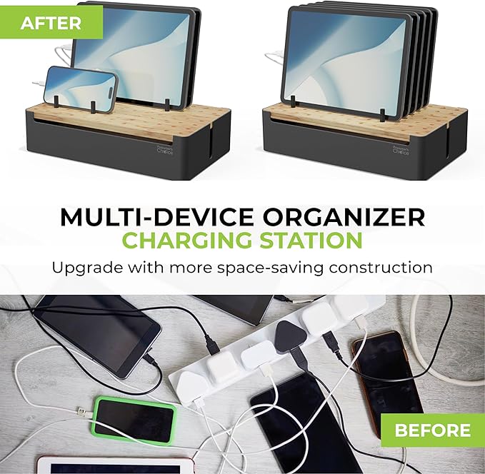 Prosumer's Choice Black Wooden Charging Station Organizer