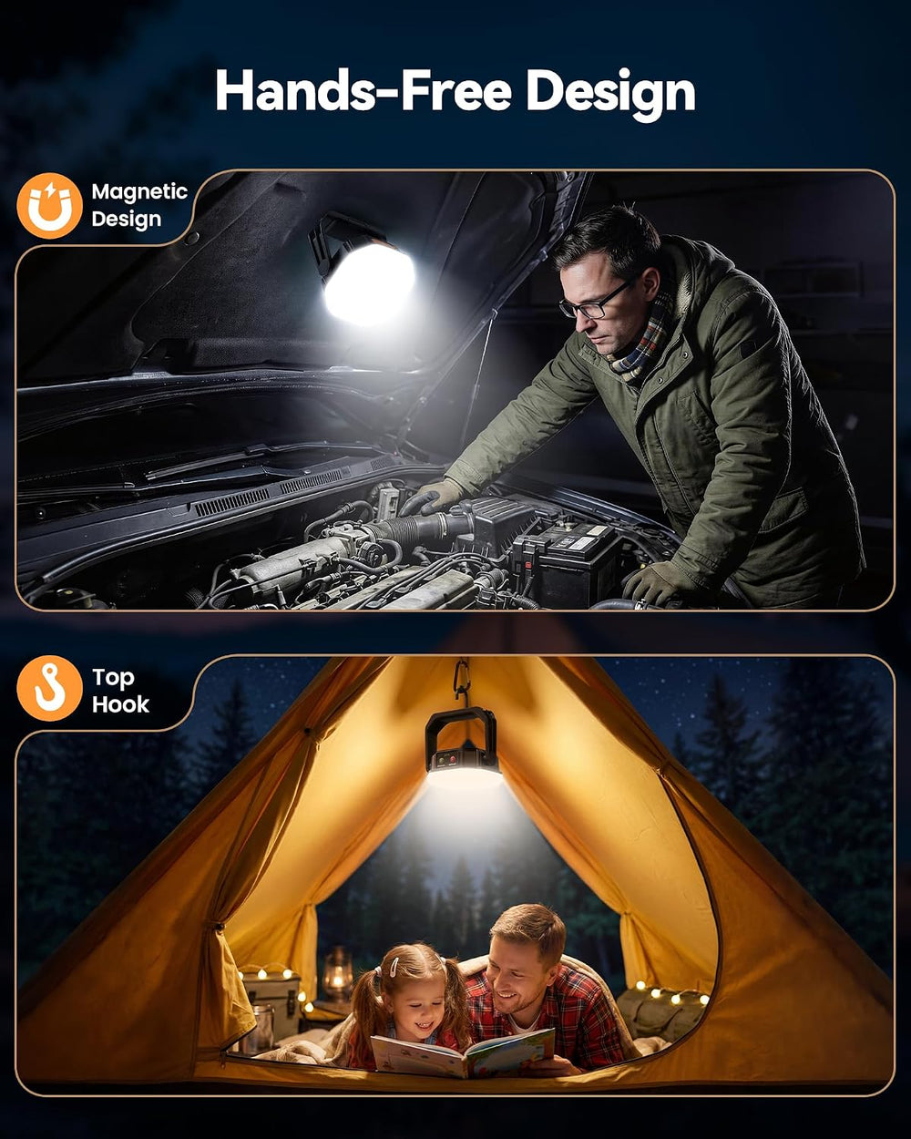 TechRise LED Solar Camping Lantern 4000LM, 6700mAh Rechargeable Tent Light