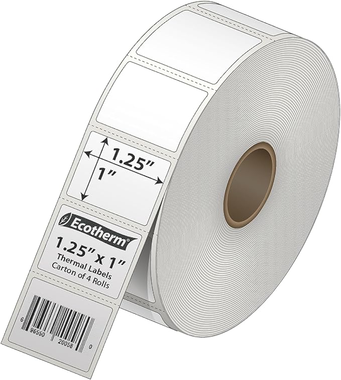 1.25" x 1" Thermal Labels | 4 Rolls | 5520 Labels | fits Zebra, Off...