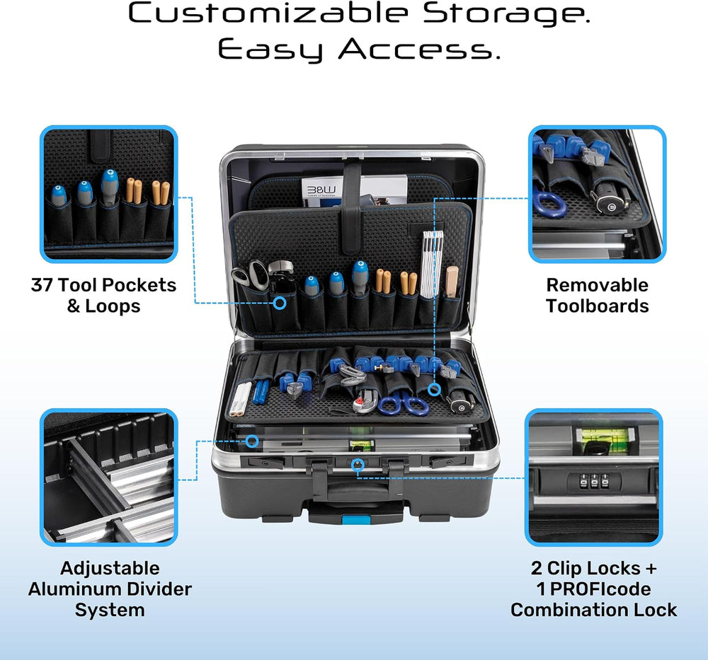 B&W International GO Portable Wheeled Rolling Tool Case Box with Pocket B...