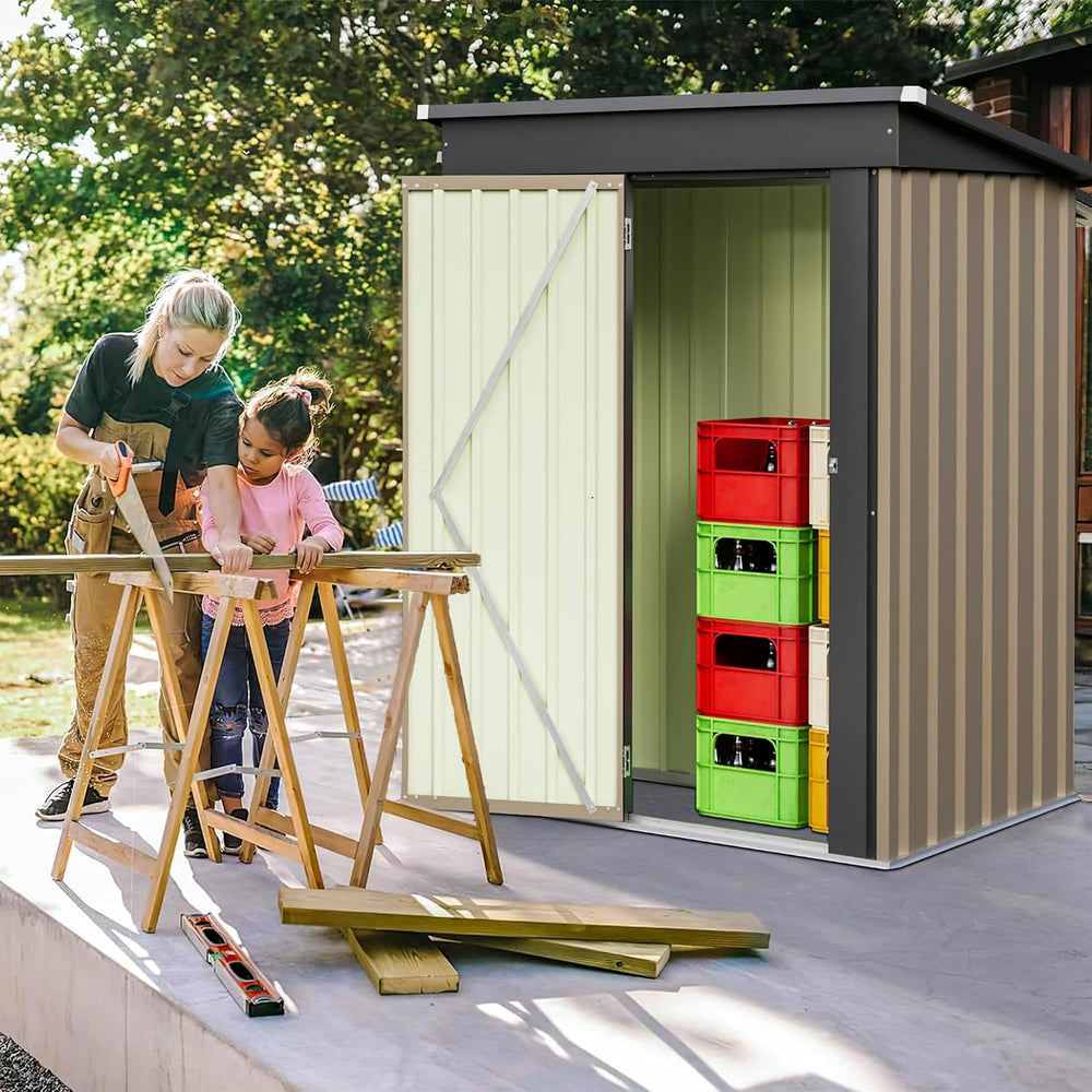 Furniwell 5x3 FT Outdoor Storage Shed, Metal Garden Sheds Outdoor Storage Hou...