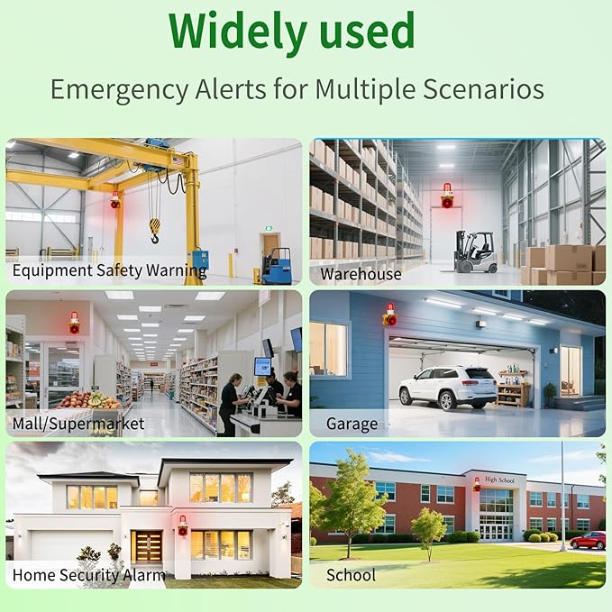 kbaoele AC110V Industrial Siren Alarm Strobe Light-120dB Loud Horn&Waterp...