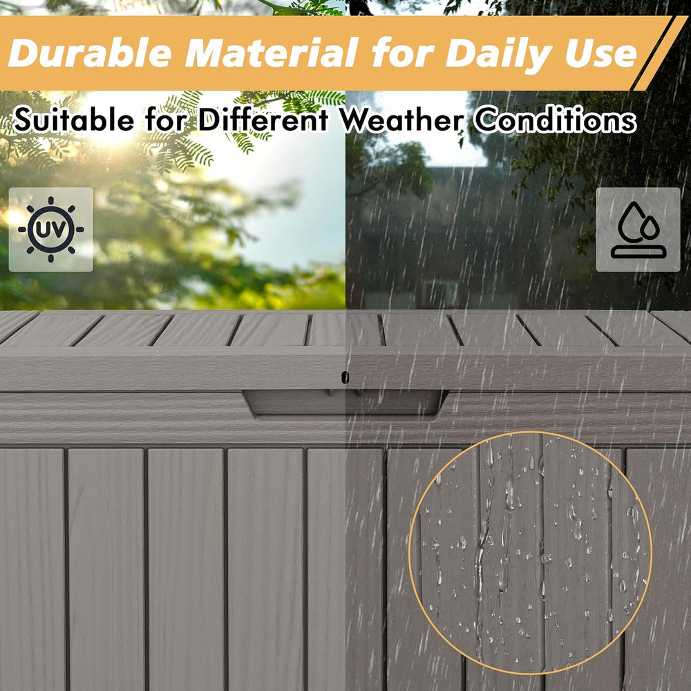 Fancyango 45 Gallon Outdoor Storage Deck Box Waterproof, Grey