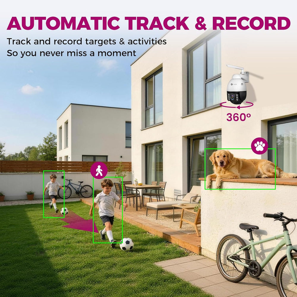 xmartO Vandal-Proof 4K PTZ Security Camera, 5X Zoom WiFi Outdoor Dome Cam