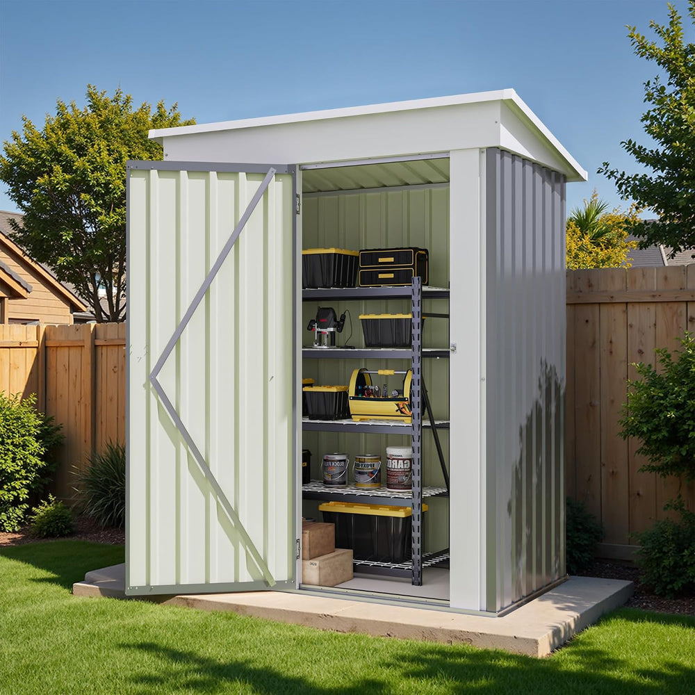 Flamaker 5x3 FT Storage Shed Waterproof Metal Garden Shed with Lockable Door ...