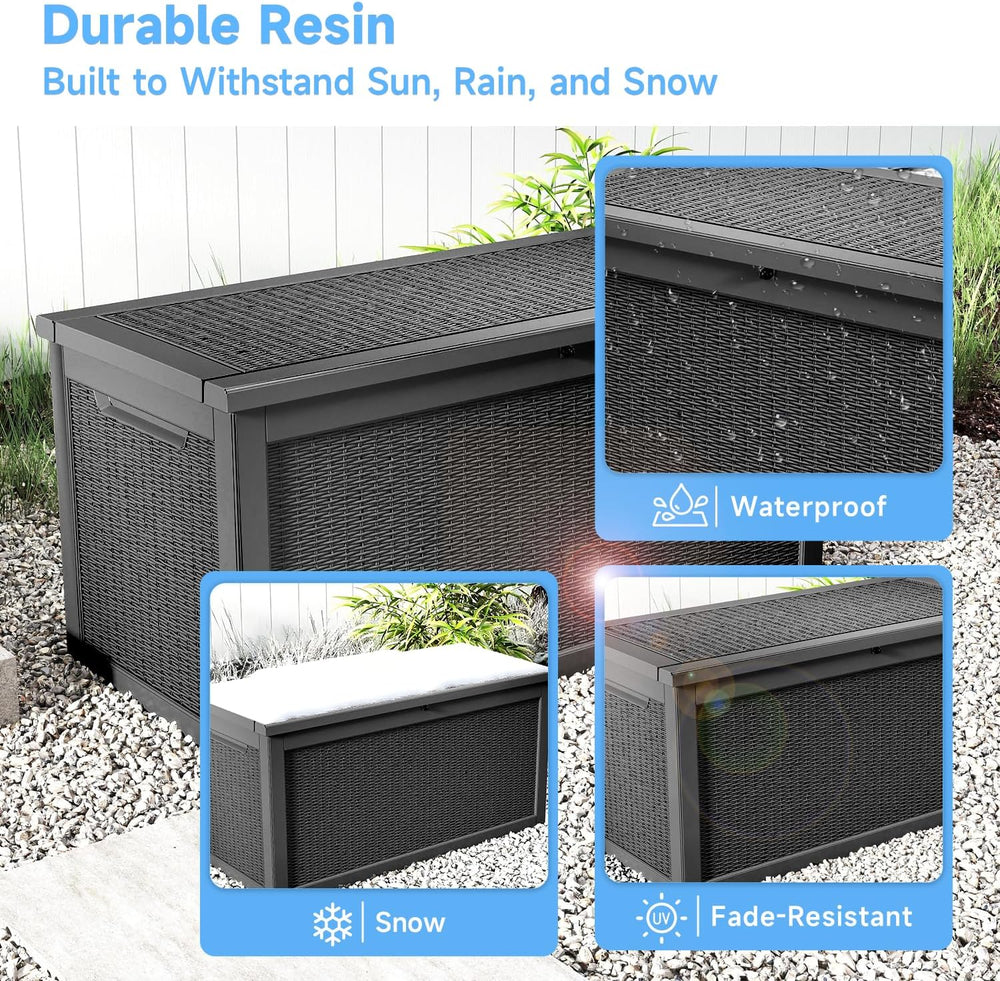 Deck Box Large Outdoor Storage for Patio Furniture, Outdoor Cushions, Garden ...