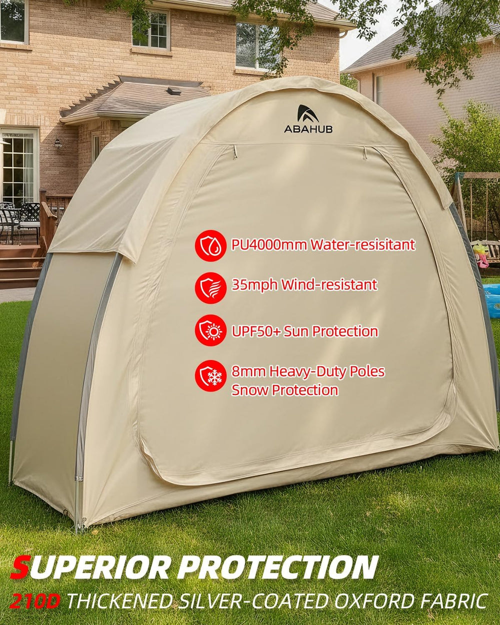 Abahub Portable Bike Storage Shed Tent with Rain Cover for 1/2 Bicycle