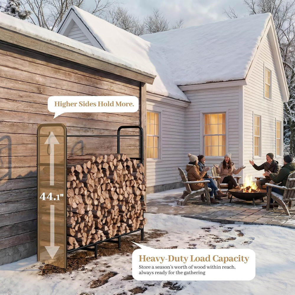 Firewood Rack 4FT Heavy Duty Metal Log Holder Stand for Fireplace