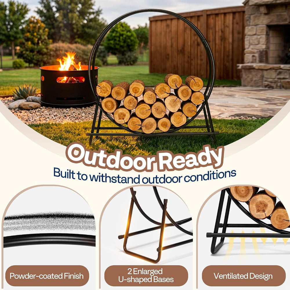 VIVOHOME 40 Inches Firewood Log Rack Hoop(Only Rack)