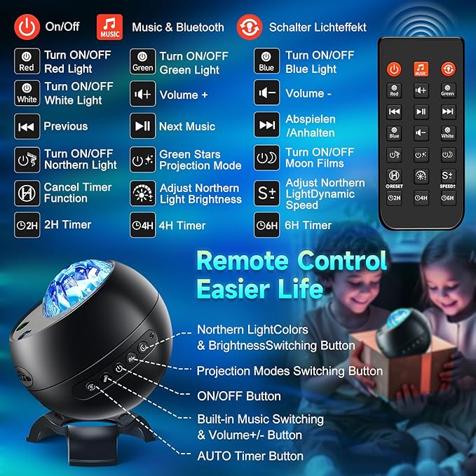 Northern Galaxy Light Projector, 300+Modes & 5 Films Star Projector, 15 W...