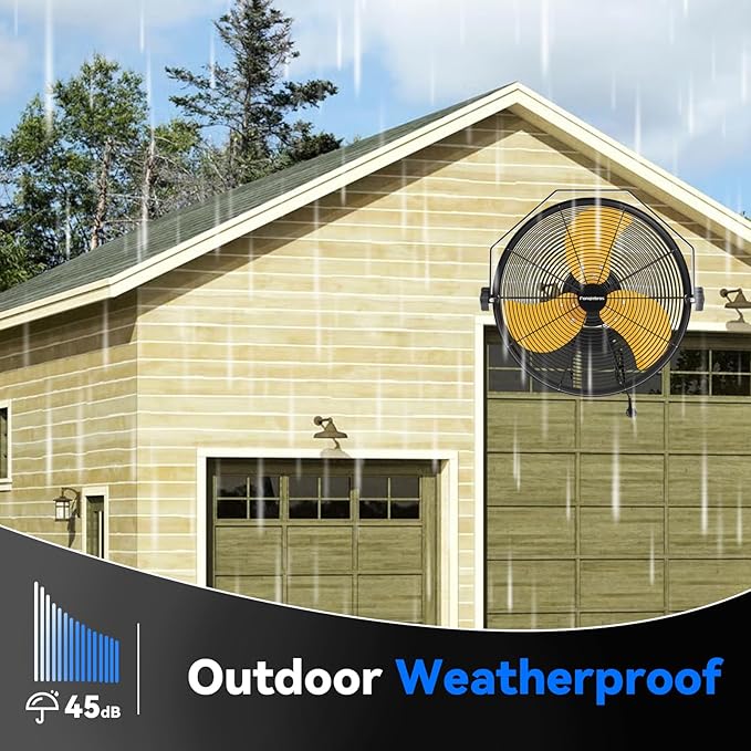 2600 CFM 14 inch Outdoor High Velocity Wall Mounted Fan, 3-Speed Metal Fans