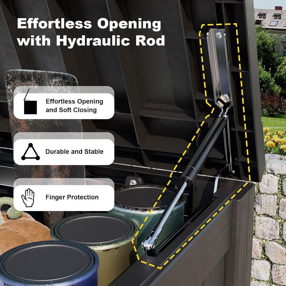 DRATO 180 Gallon Outdoor Storage Box Waterproof, Resin Large Deck Box for Pat...