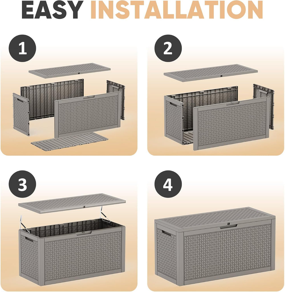 EasyUp 110 Gal Waterproof Outdoor Storage Box UV Resistant Deck Box