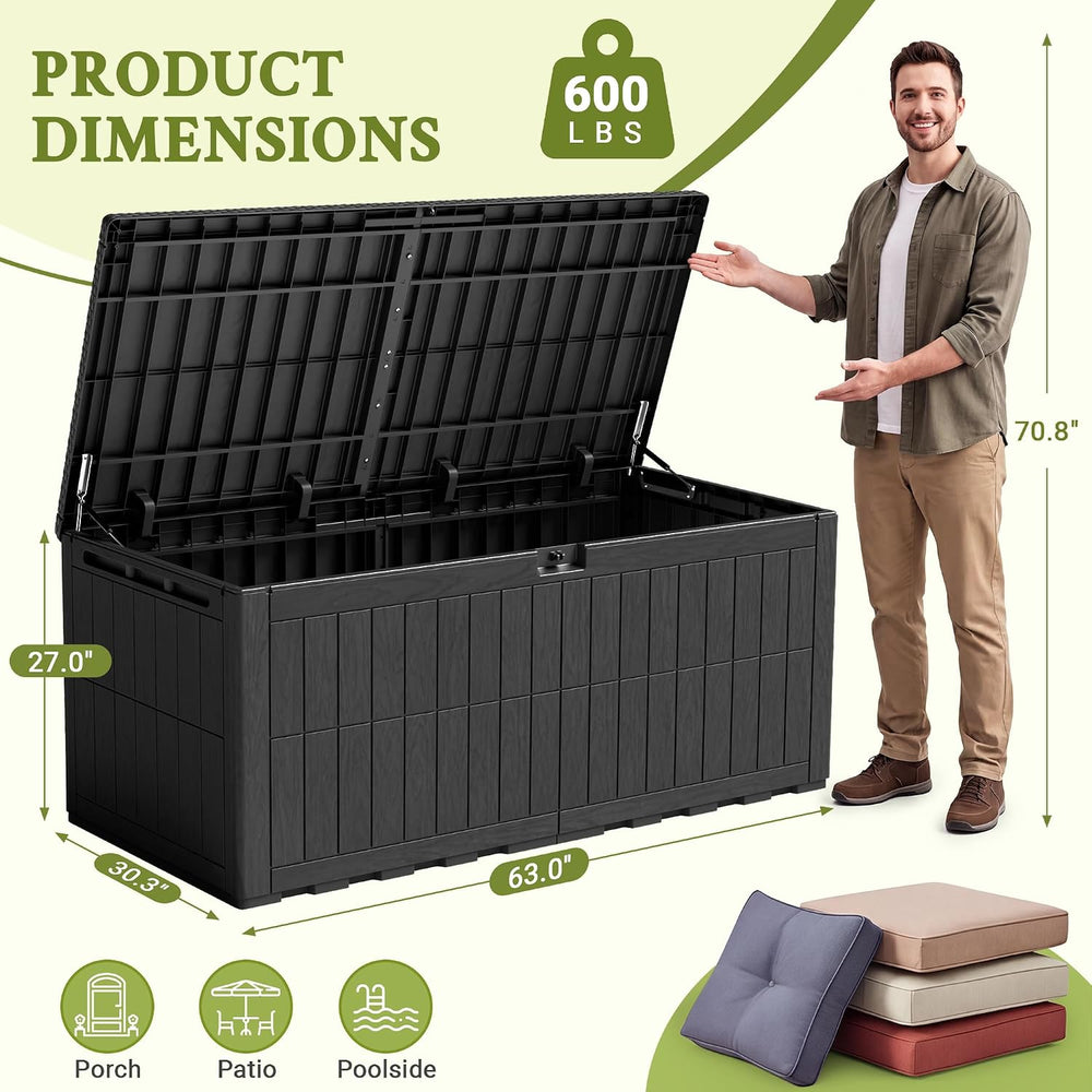 Flamaker 220 Gallon Large Outdoor Storage Box Waterproof, XL Resin Deck Box