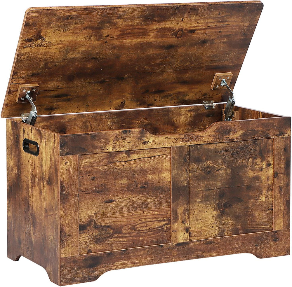 Timberer 31.5" Storage Chest with 2 Safety Hinges, Wooden Storage Trunk