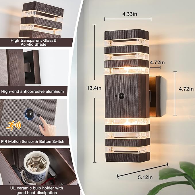 2 Pack Oil Rubbed Bronze Outdoor Wall Lights Fixtures