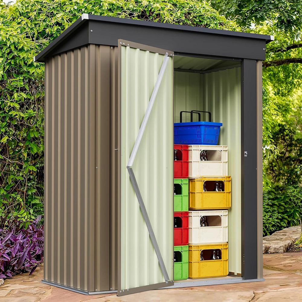 Furniwell 5x3 FT Outdoor Storage Shed, Metal Garden Sheds Outdoor Storage Hou...