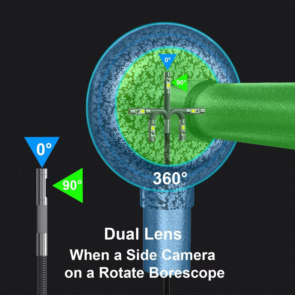 DXZtoz Dual Lens Articulating Borescope for Engine & HVAC Inspection