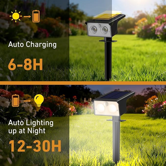 btfarm Solar Spot Lights Outdoor Waterproof, 8 Pack/3 Modes Motion Sensor Lights