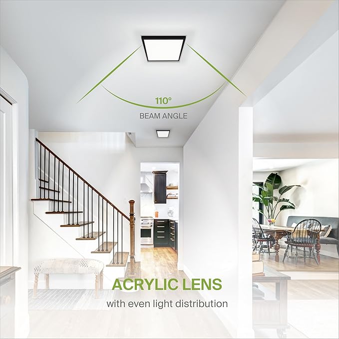 ASD LED 12" Square Flush Mount Ceiling Light Fixture, Low Profile Surfac...