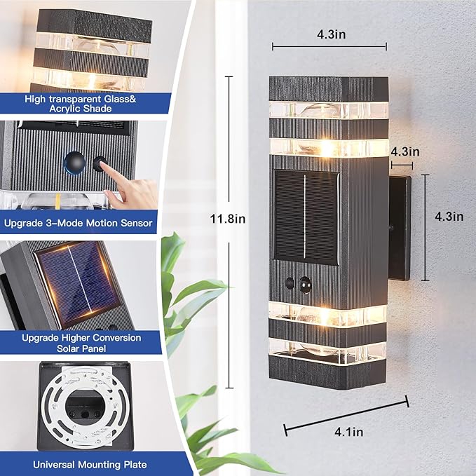 Delicavy 2 Pack Solar Outdoor Wall Lights