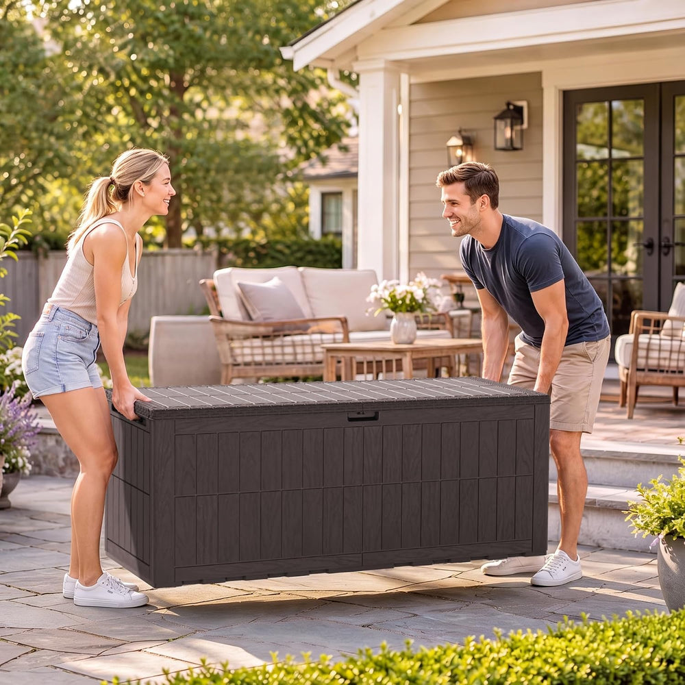 Flamaker 180 Gallon Large Outdoor Storage Box Waterproof, XL Resin Deck Box