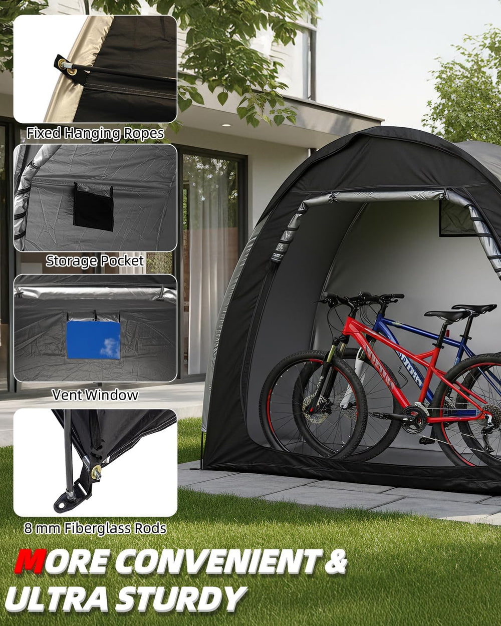 Abahub Portable Bike Storage Shed Tent with Rain Cover for 1/2 Bicycle