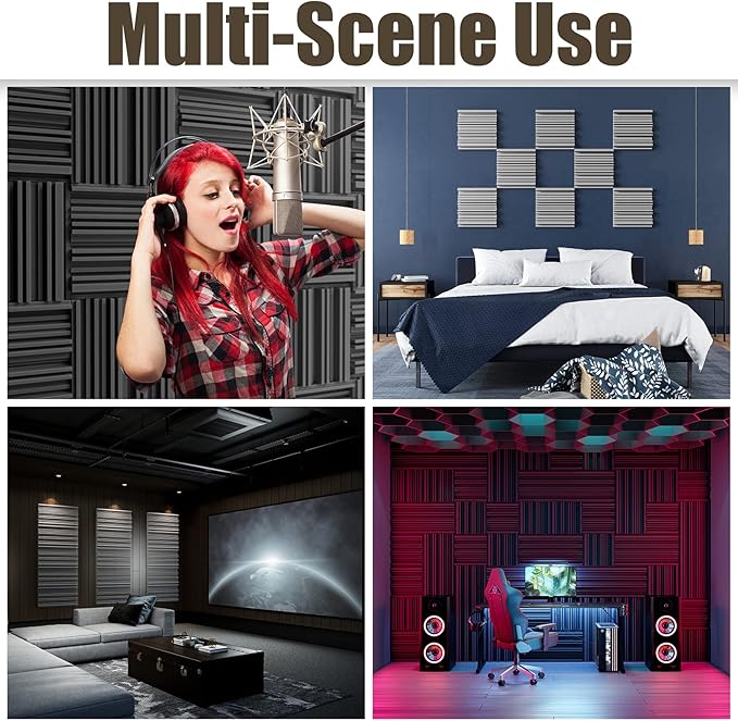 24 Pack Acoustic Panels, High-Density Soundproof Wall Panels