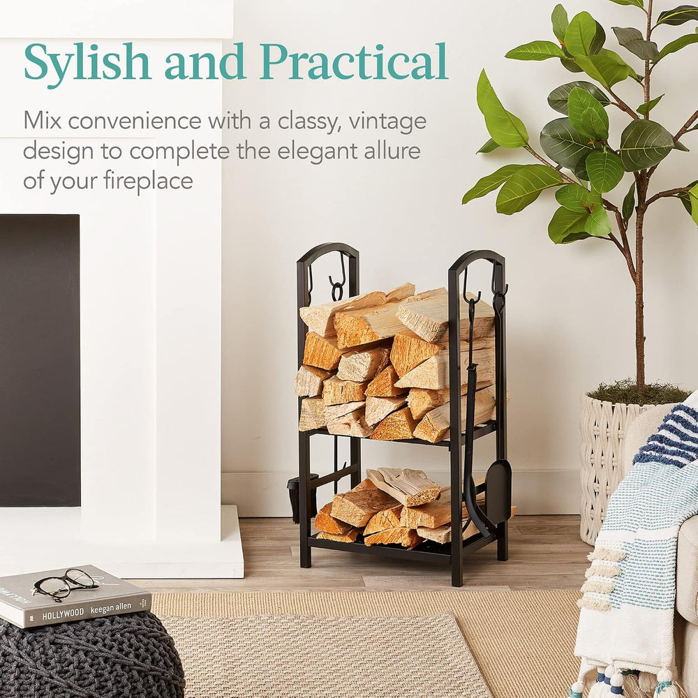 Best Choice Products 5-Piece Indoor Outdoor Wrought Iron Firewood Log Storage...
