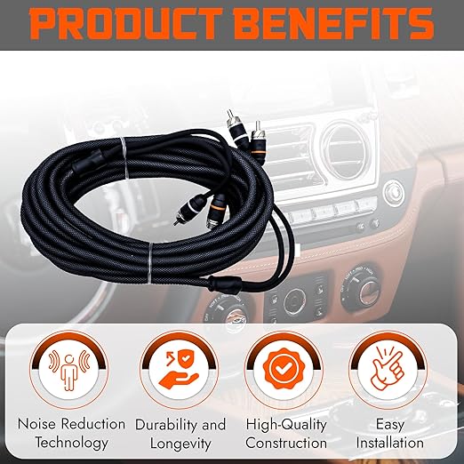 Elite Audio Premium Series 20ft. 2-Channel Car Audio RCA Cable – Double Shielded