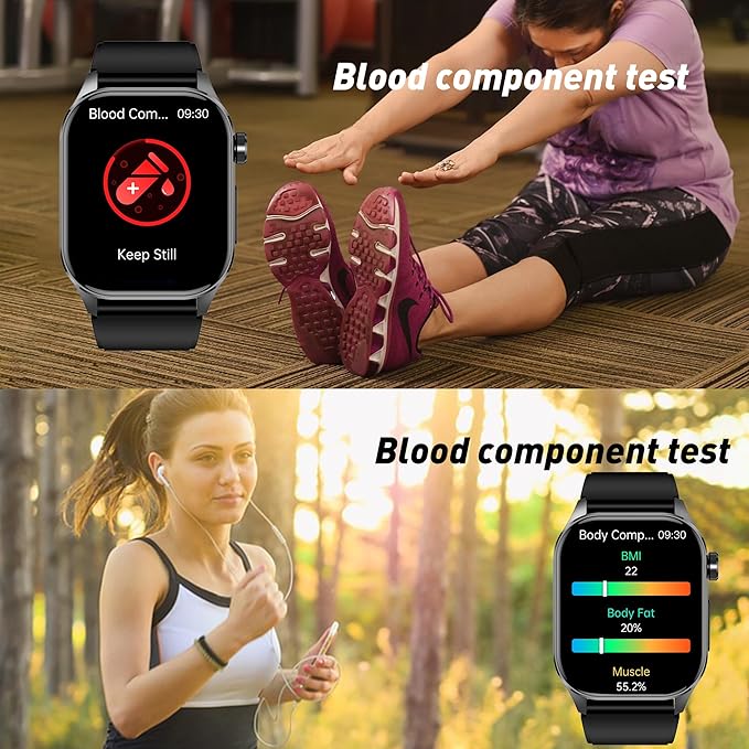 Smart Watch for Men Women, 2.04" AMOLED Color Screen, 24/7 Heart Rate, B...