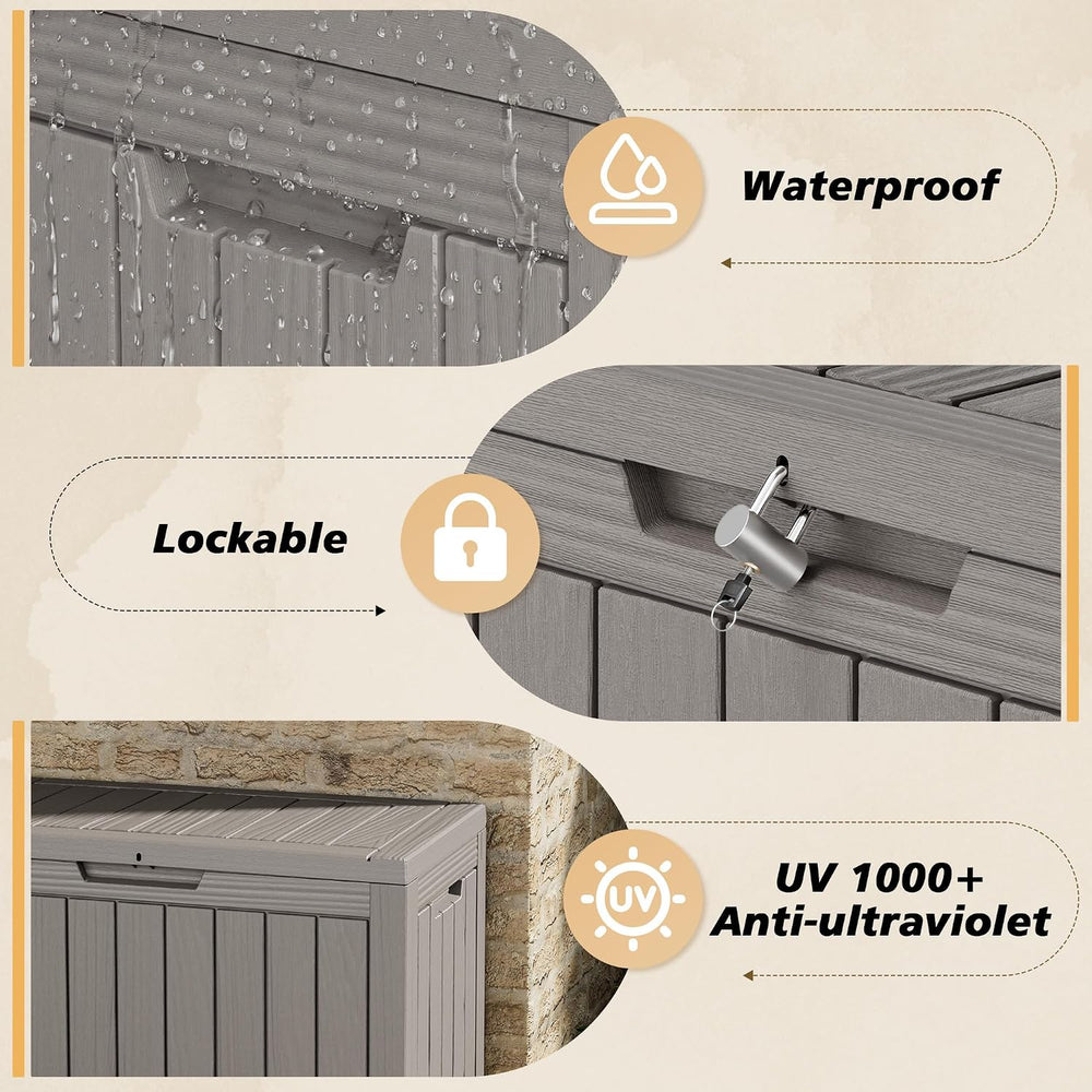 Fancyango 45 Gallon Outdoor Storage Deck Box Waterproof, Grey