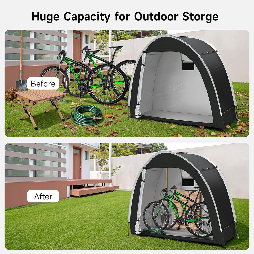 Bike Storage Tent, PU5000 Waterproof Outdoor Shed for 2 Bikes