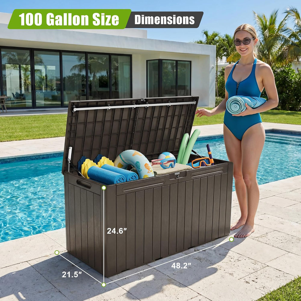 Flamaker Resin Deck Box 100 Gallon Large Outdoor Storage Box Waterproof