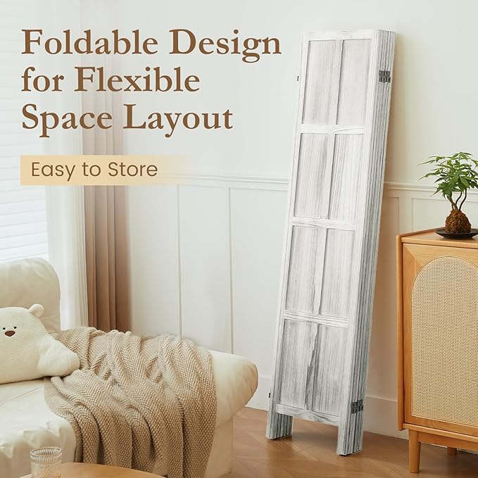 ALeesing 6 Panel Room Divider, 5.6Ft Wood Room Dividers and Folding Privacy