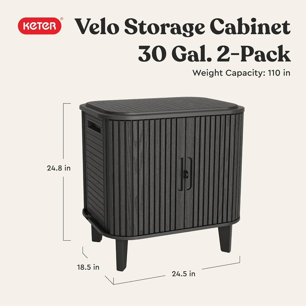 Keter Velo 30 Gallon Outdoor Storage Cabinet (2 Pack)